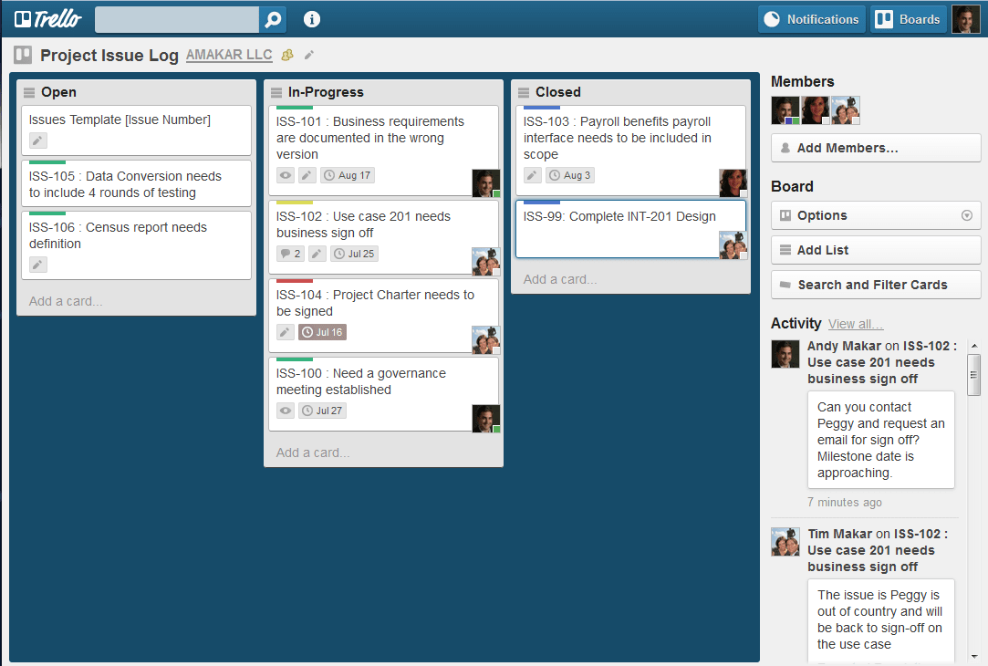 Trello Project Management Software - Activity logs Trello